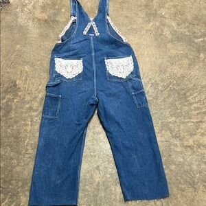 Big Smith hand painted lace trim Denim Overalls size L